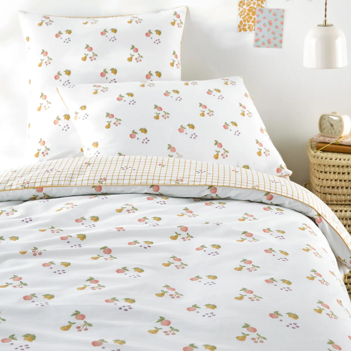 Housse De Couette Enfant, En 50% Coton Recyclé, Imprimé Fruits, LILAS