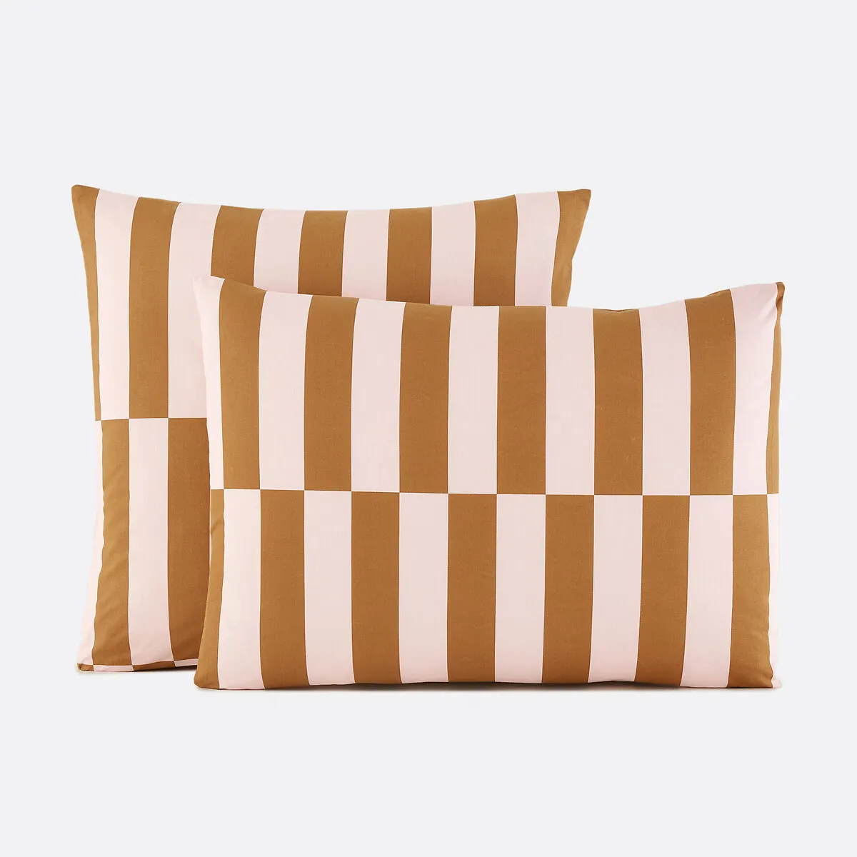 Taie D'oreiller En 50% Coton Recyclé, Imprimé Géométrique, TABAKA CARAMEL