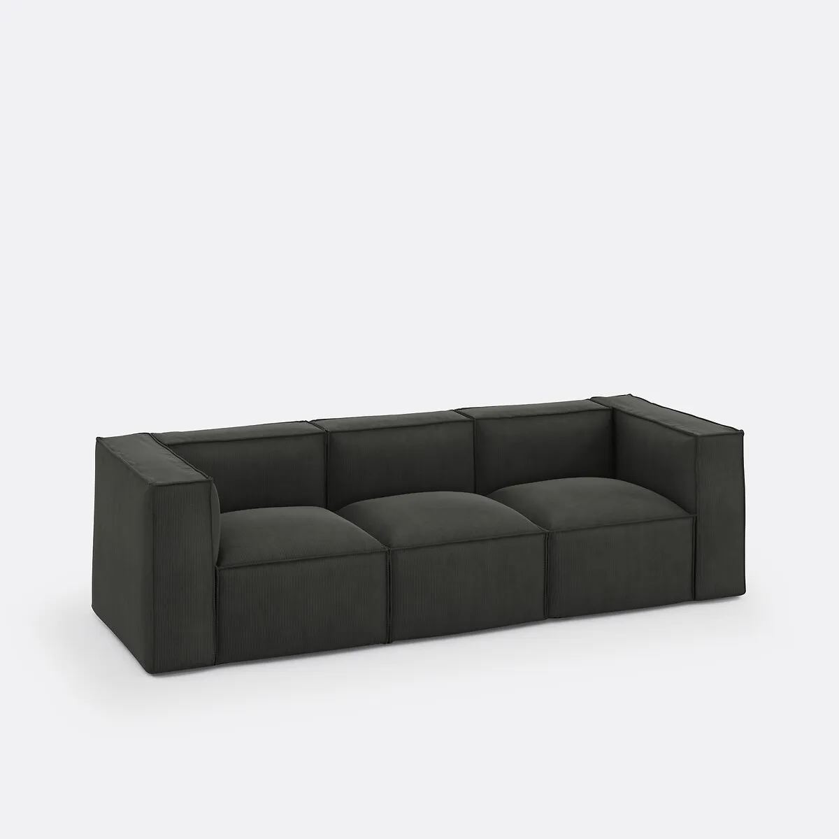 Canapé Modulable, 3 Places, En Velours Côtelé Fines Côtes, SEVEN — vue 3