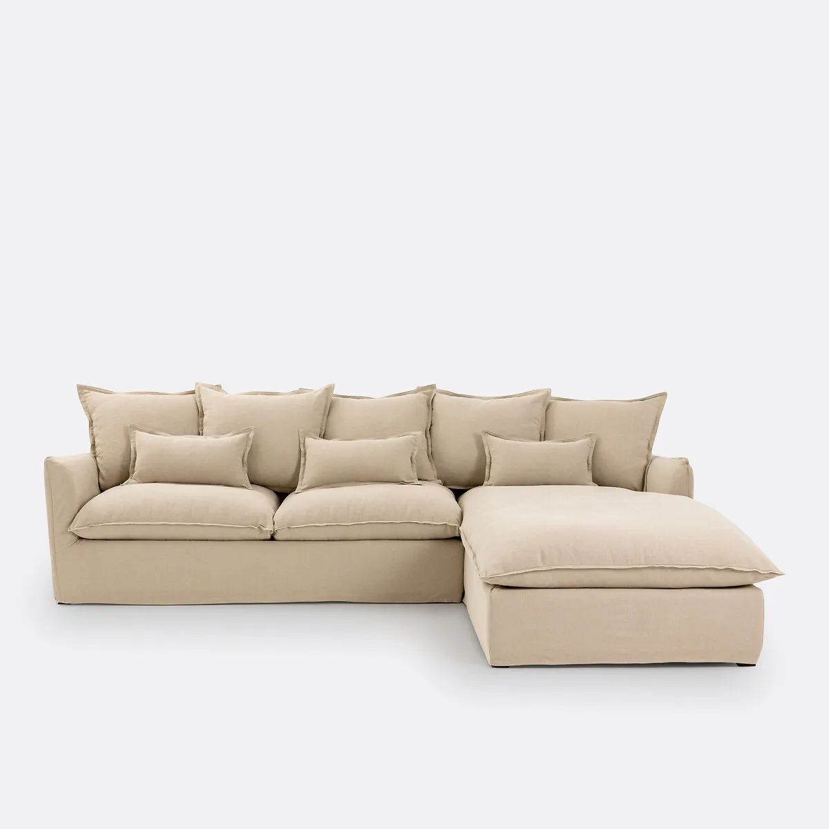Canapé D’angle Convertible, 4 Places, Comfort Bultex®, Déhoussable, En Lin, ODNA
