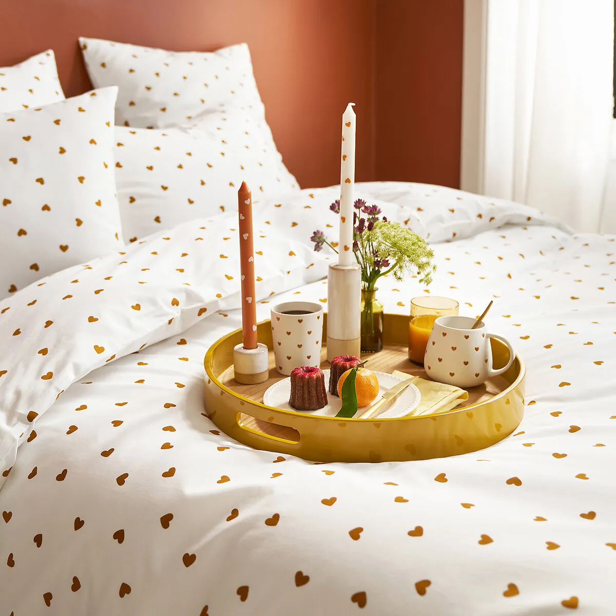 Parure 50% coton Recyclé Taie Rect. Scacco Caramel — vue 3