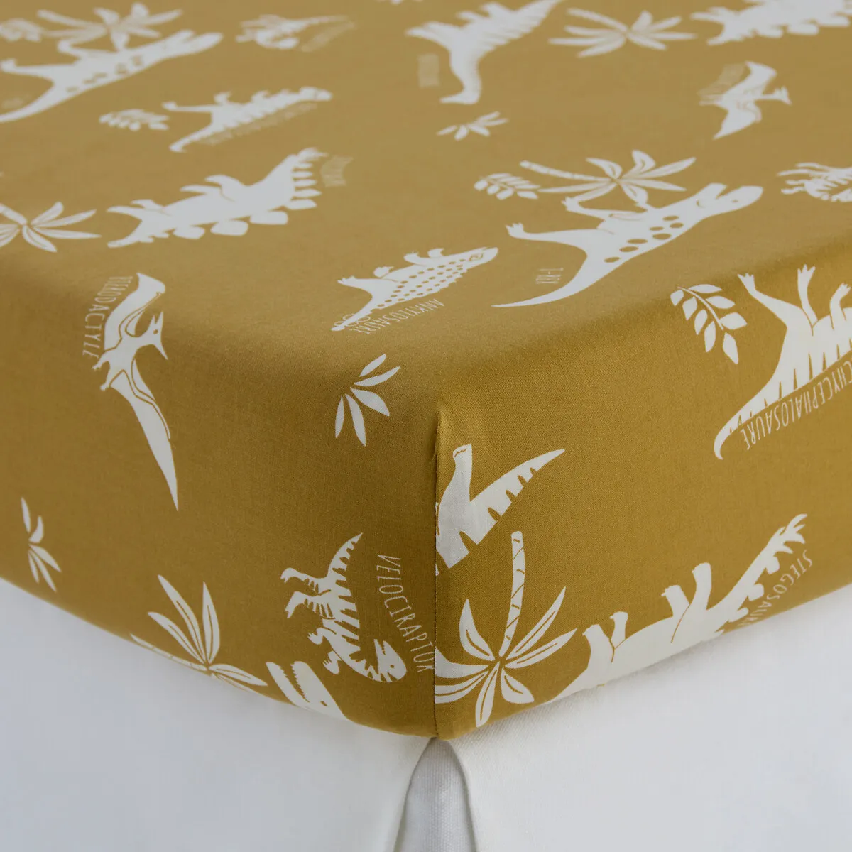 Drap-housse Enfant, En Coton Biologique, Bonnet 25 Cm, Imprimé Dinosaures, ALNIS — vue 3