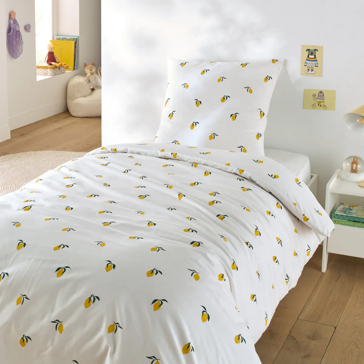 Parure De Lit Enfant Coton, Taie Carrée, Citron — vue 3