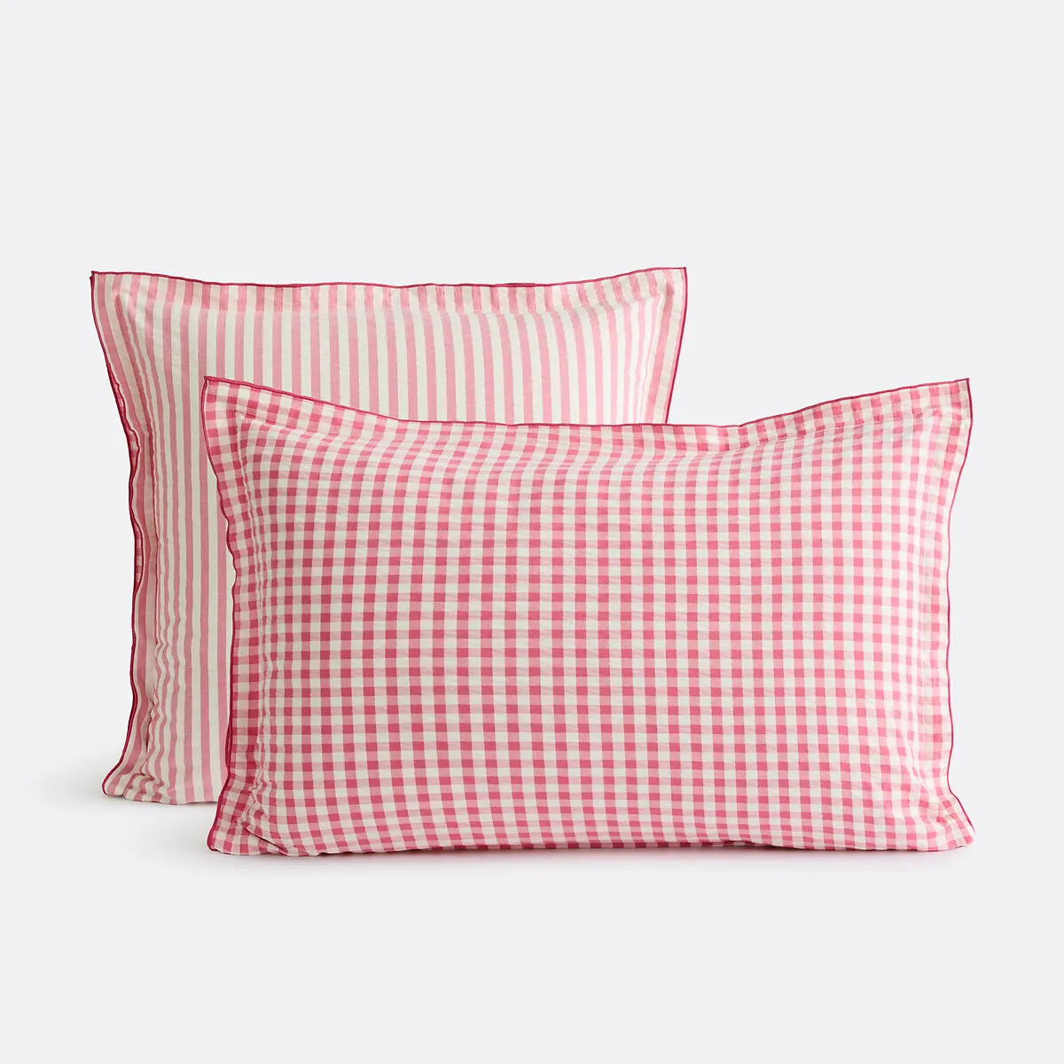 Taie D'oreiller Coton Seersucker, COTTAGE FRAMBOISE