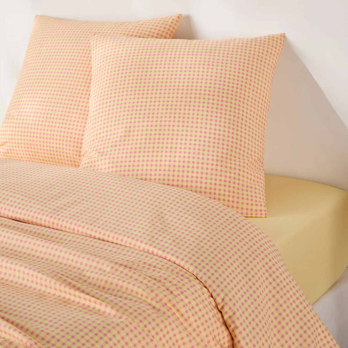 Parure De Lit 30% Coton Recyclé, Taie Carrée, Imprimé Carreaux, LESIA — vue 3