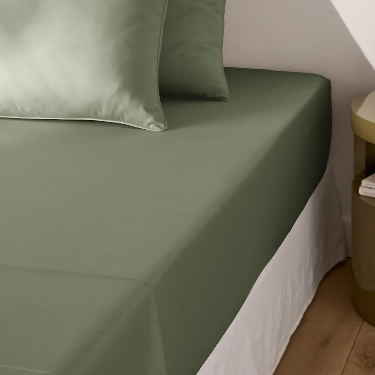 Drap-housse En Satin De Coton, 153 Fils, Bonnet 30 Cm, Opale — vue 3