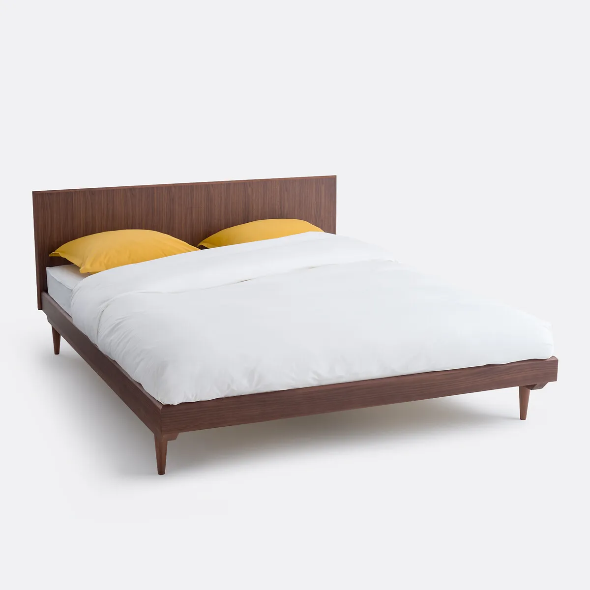 Lit + Sommier En Noyer Et Plaqué Noyer, QUILDA