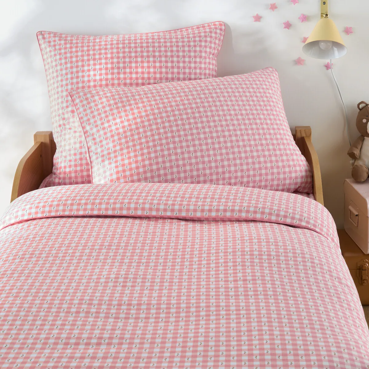 Housse De Couette En Coton Lavé, Vichy Fleuris