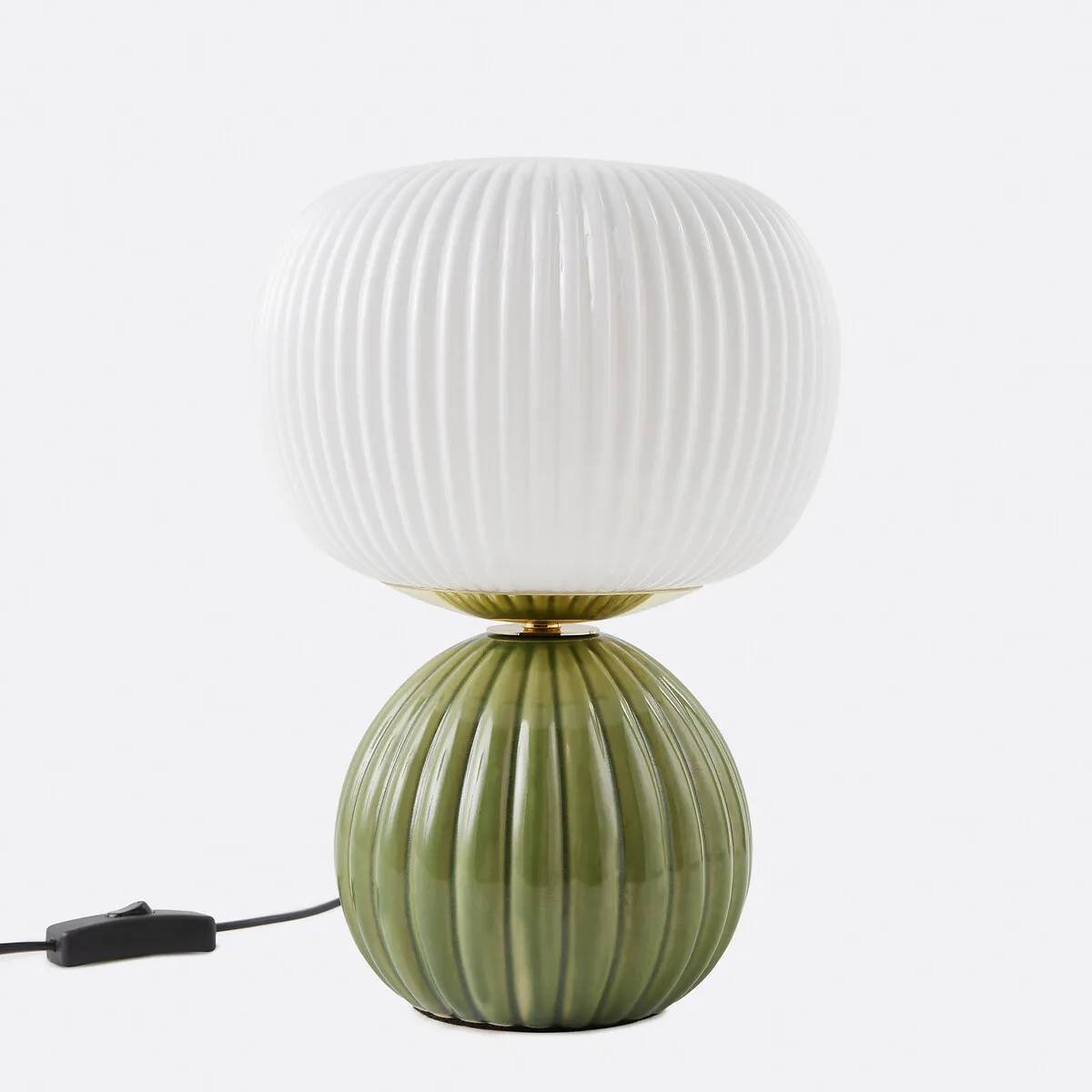 Lampe À Poser En Céramique Et Verre Strié, IZIA