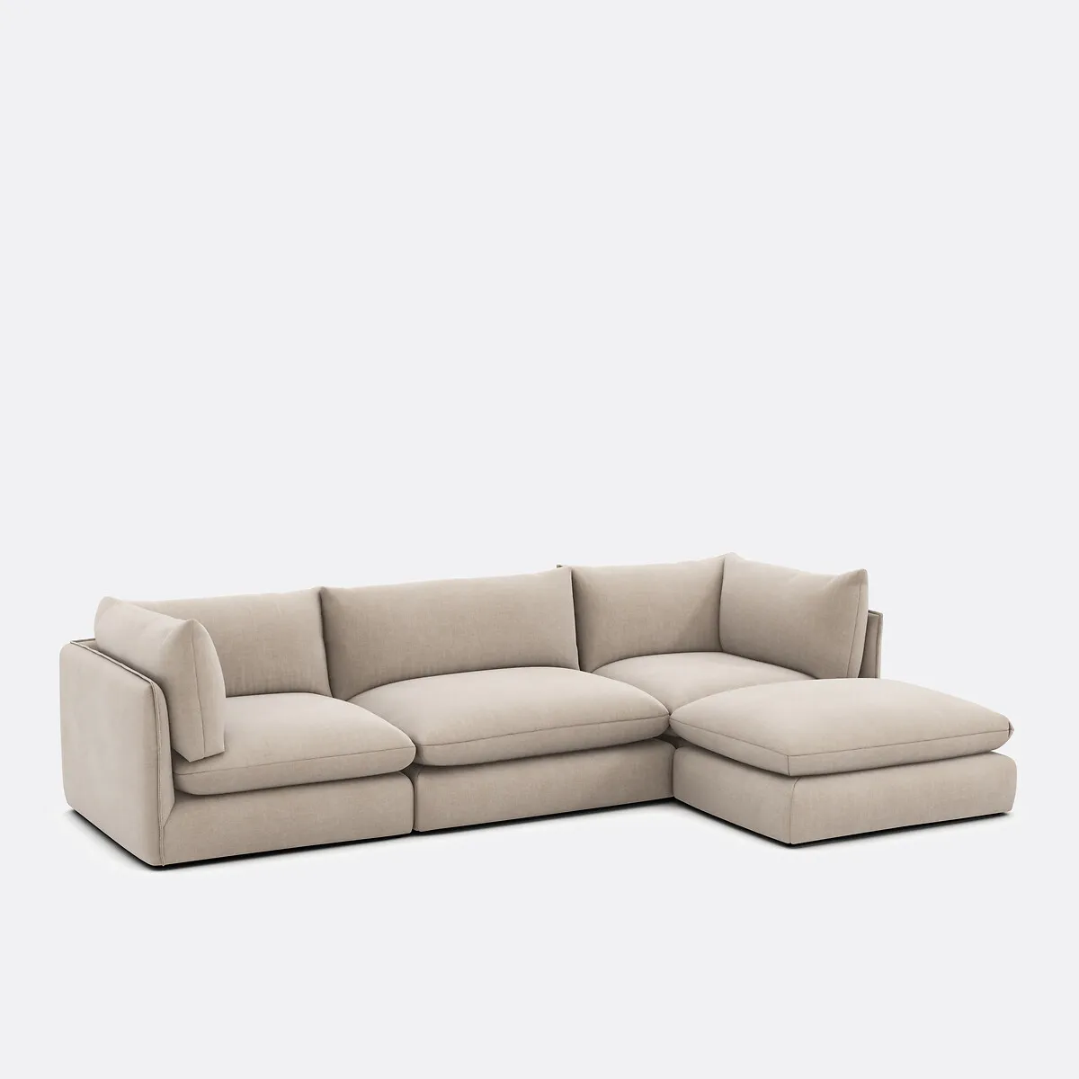 Canapé Modulable, 3 Places Avec Pouf, En Tissu Structuré, MALO — vue 3