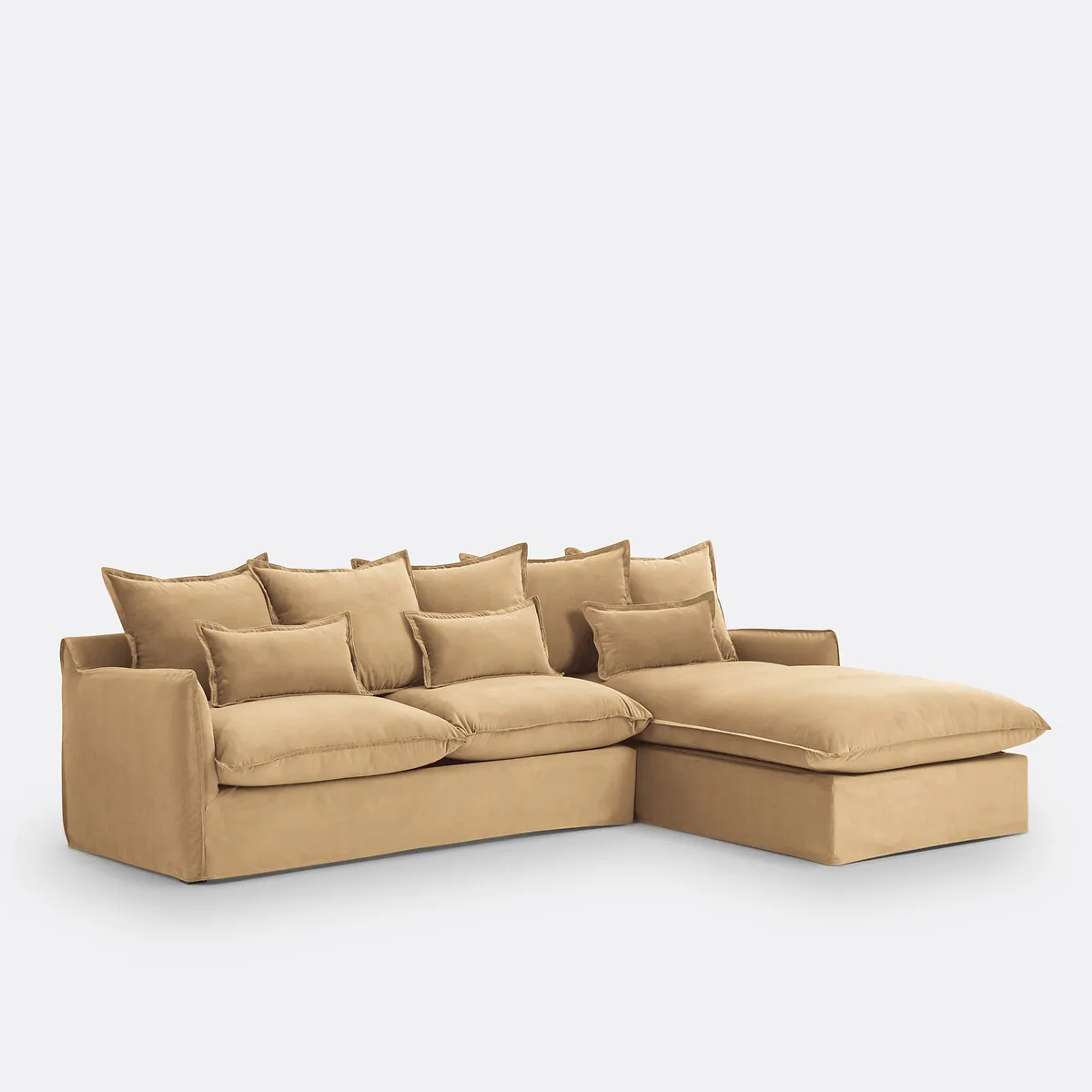Canapé D'angle Droit Convertible, Déhoussable, 4 Places, En Velours, ODNA — vue 3