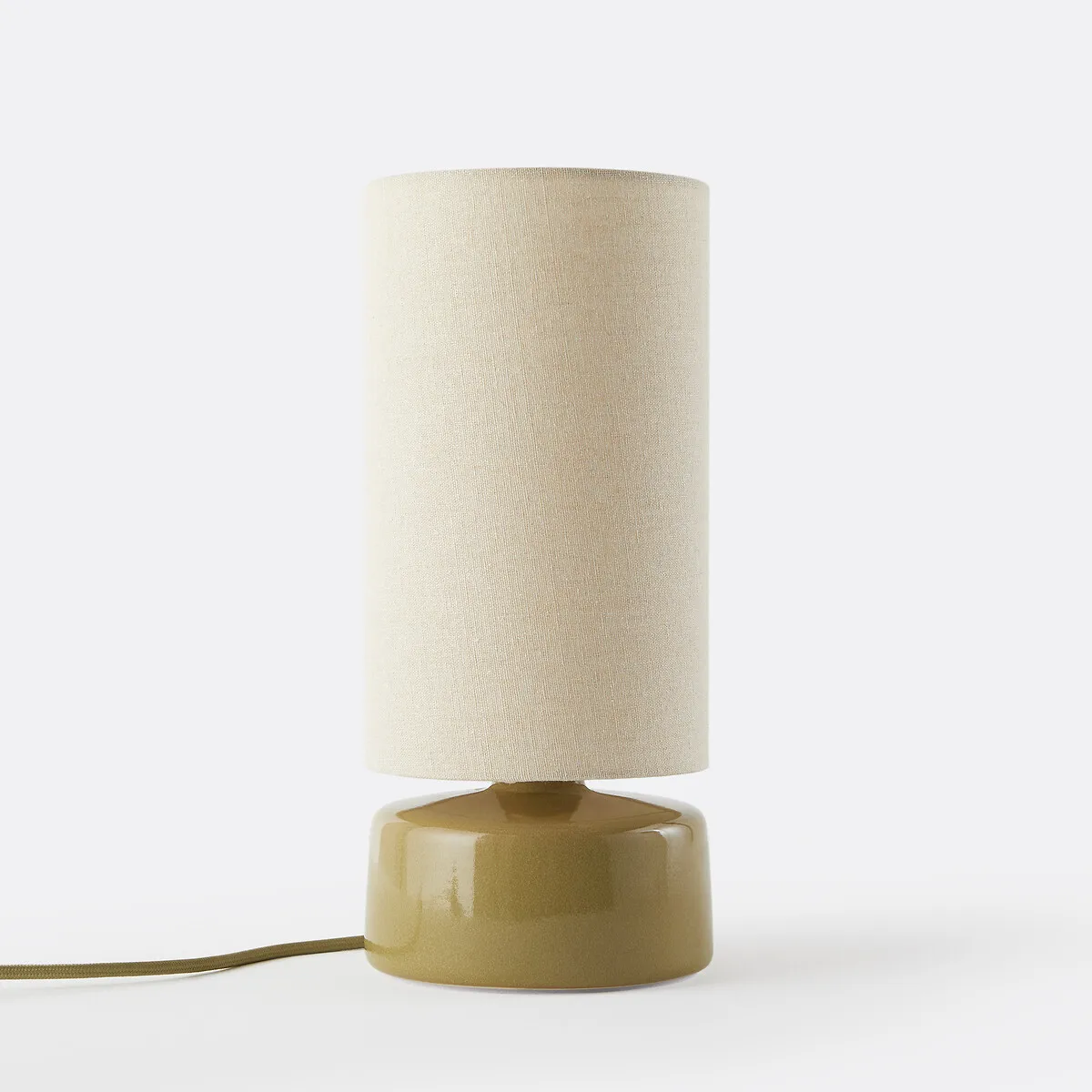 Lampe À Poser, En Céramique Et Lin, Hauteur 35 Cm, AMAGA