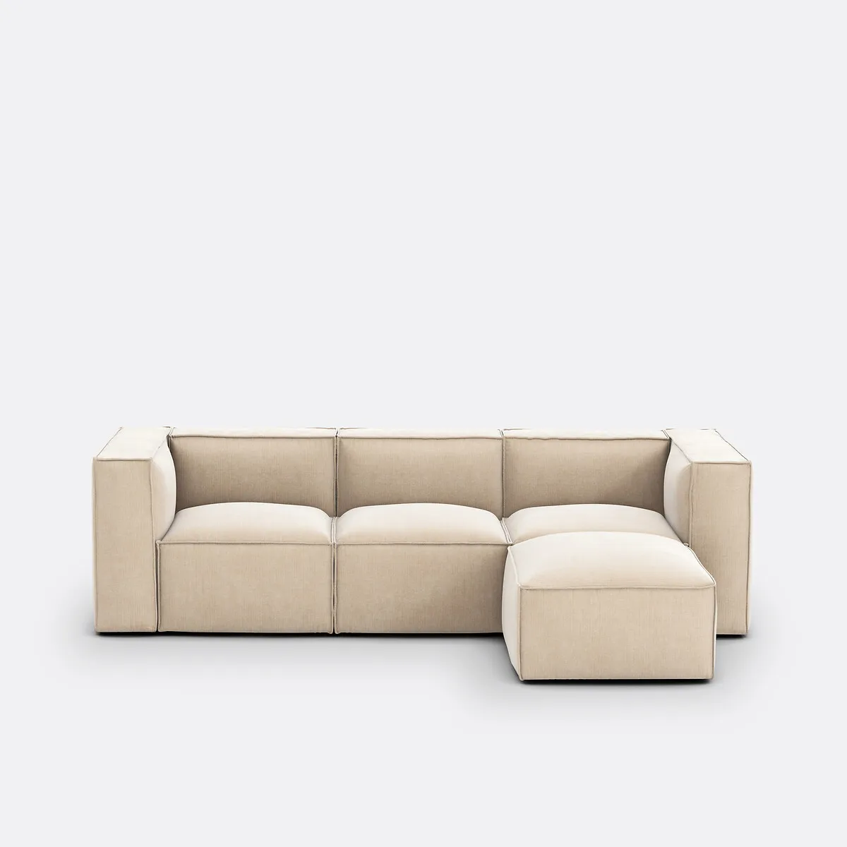 Modulable 3 Places Et Pouf Velours Côtelé Vintage Seven 
