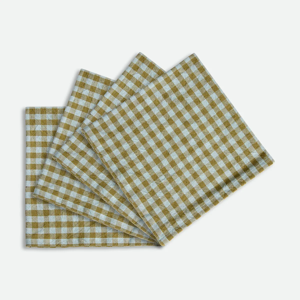 Lot De 4 Serviettes De Table À Carreaux, En Coton Tissé Teint, BETHANY BICOLORE