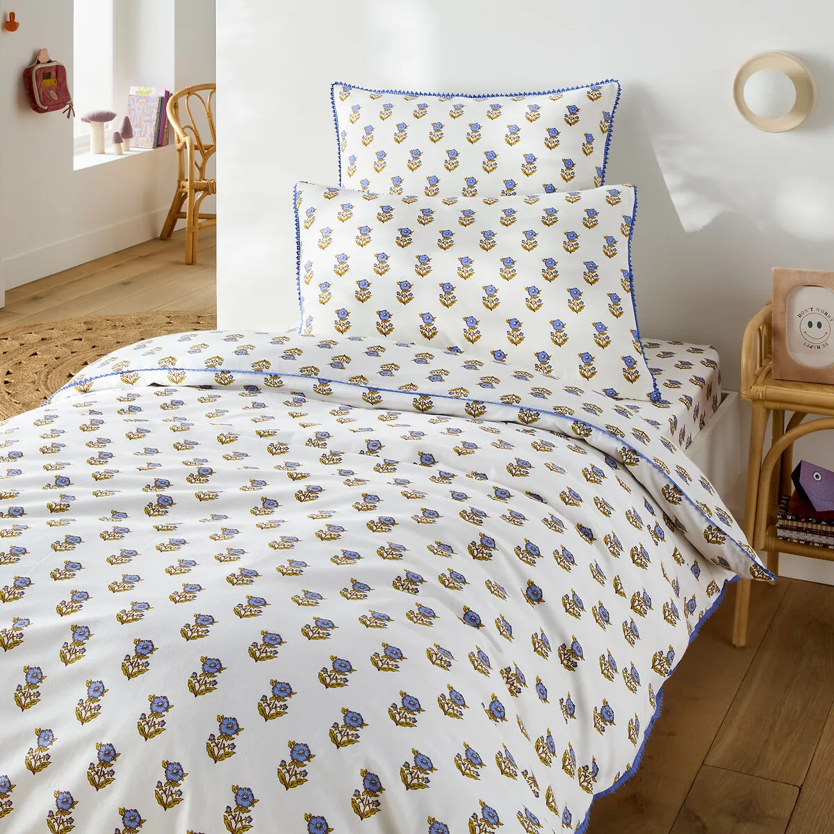 Housse De Couette Enfant, En Coton Lavé, Imprimé Fleurs, DIMANI — vue 3