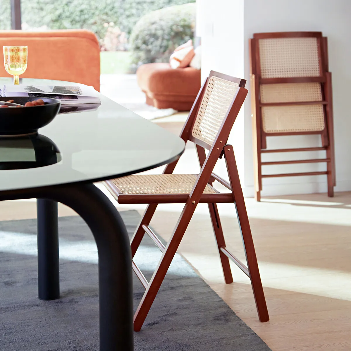 Lot De 2 Chaises Pliantes Hêtre Et Cannage, Rivia — vue 3