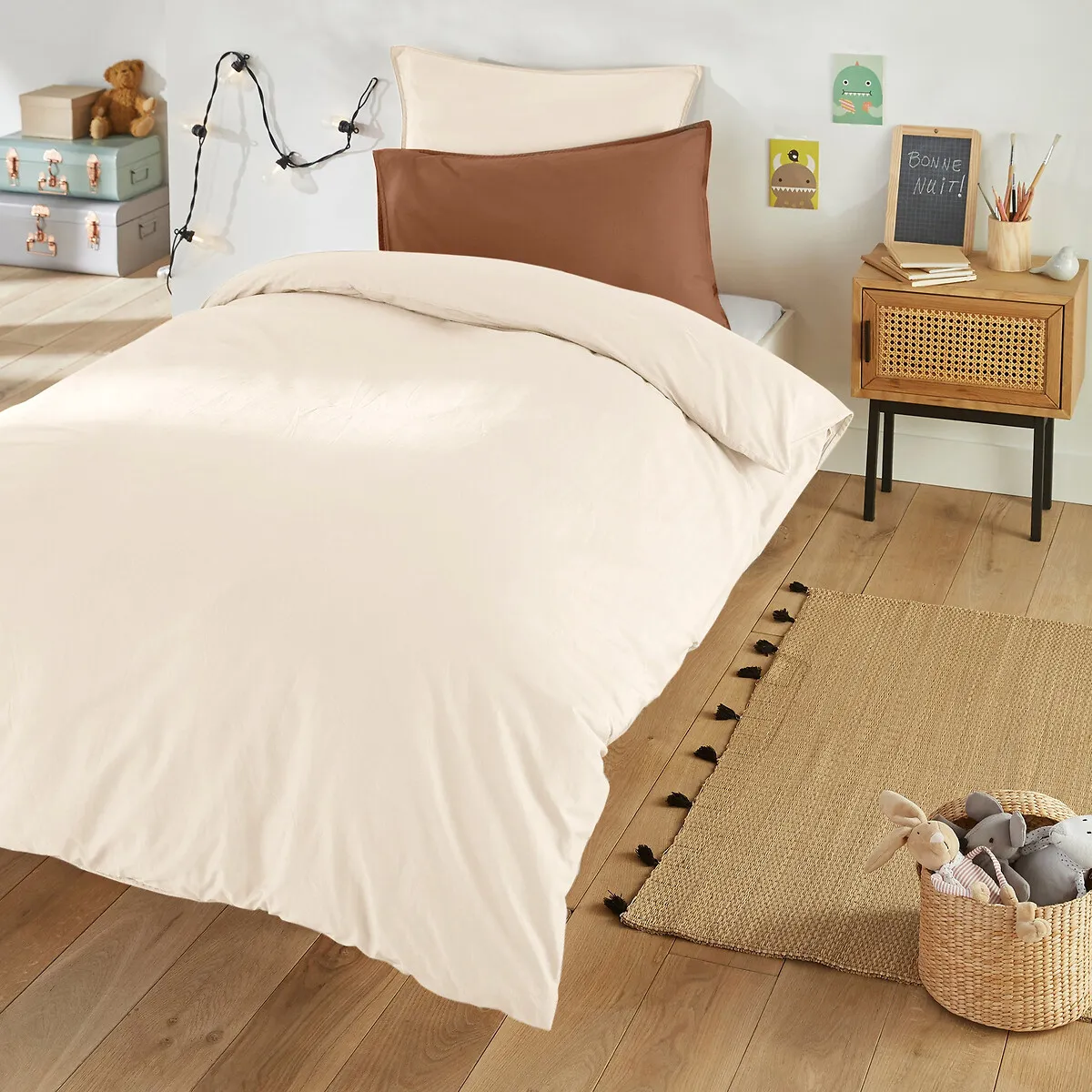 Drap Housse Enfant Uni En Coton Lavé, Scenario — vue 3