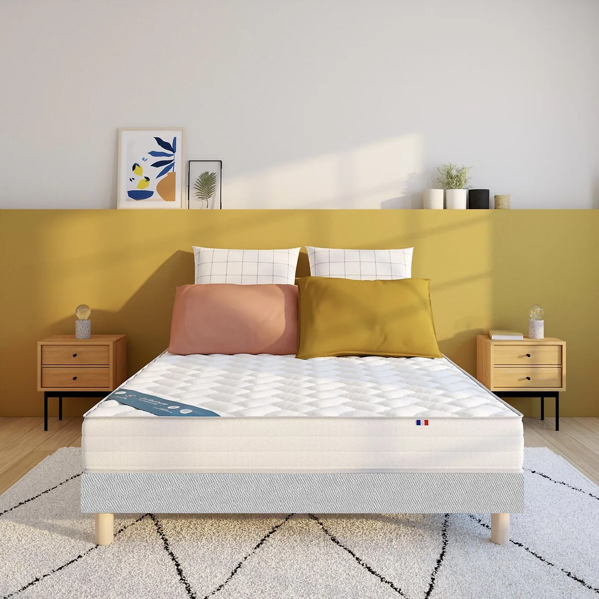 Ensemble Matelas 588 Ressorts, Soutien Ferme, Accueil Moelleux Et Sommier
