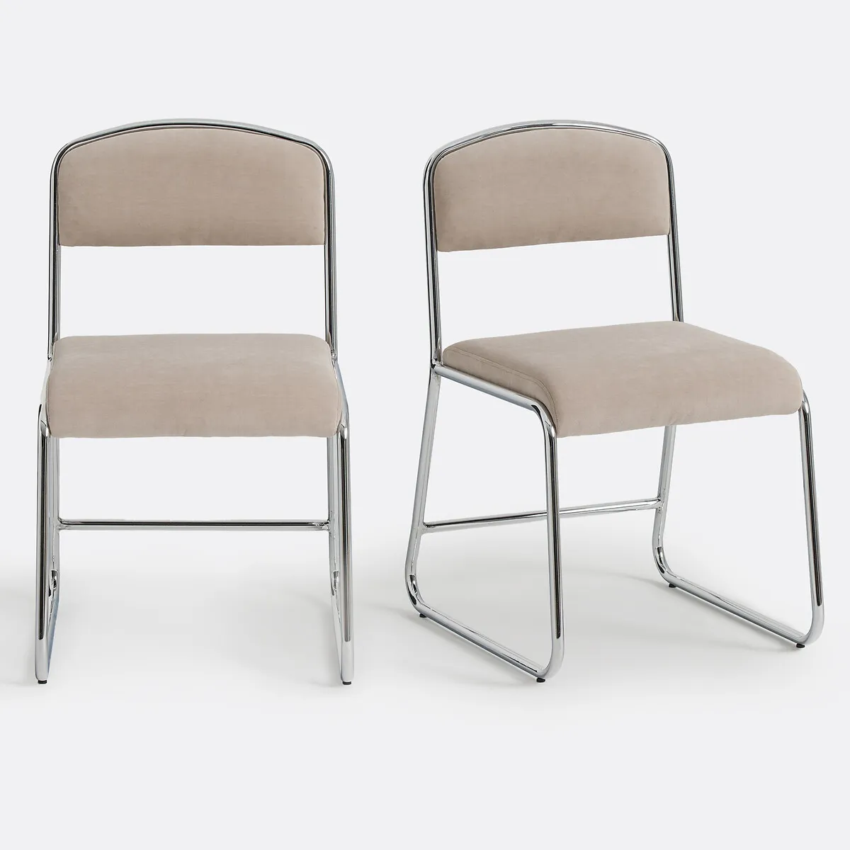 Lot De 2 Chaises Chrome Et Tissu, Celestina