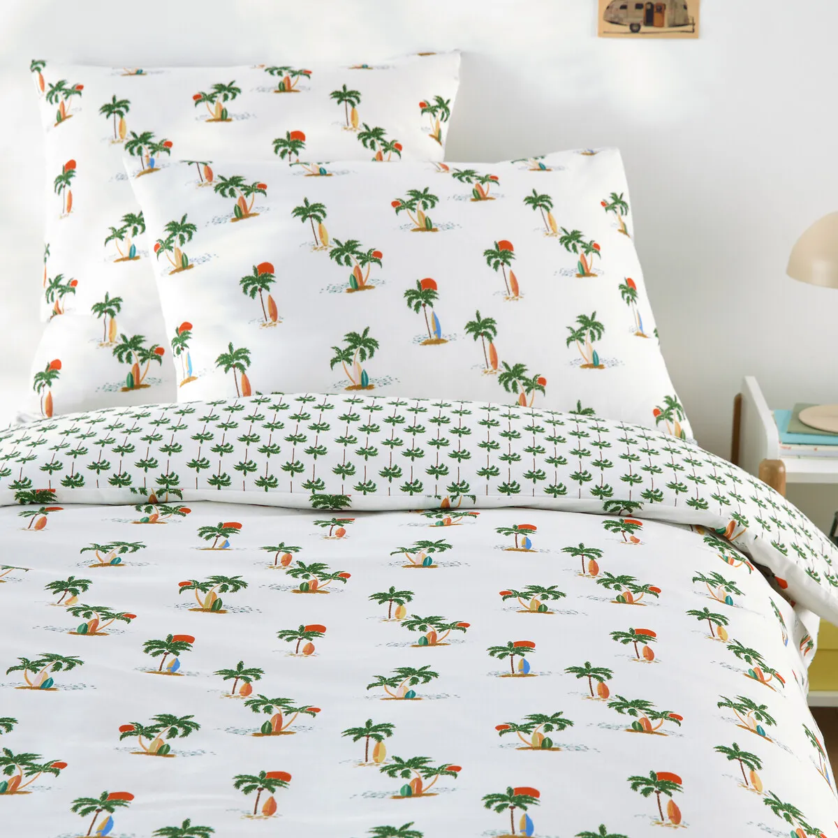 Housse De Couette Enfant, En 50% Coton Recyclé, Imprimé Palmiers, TAPAHI — vue 3