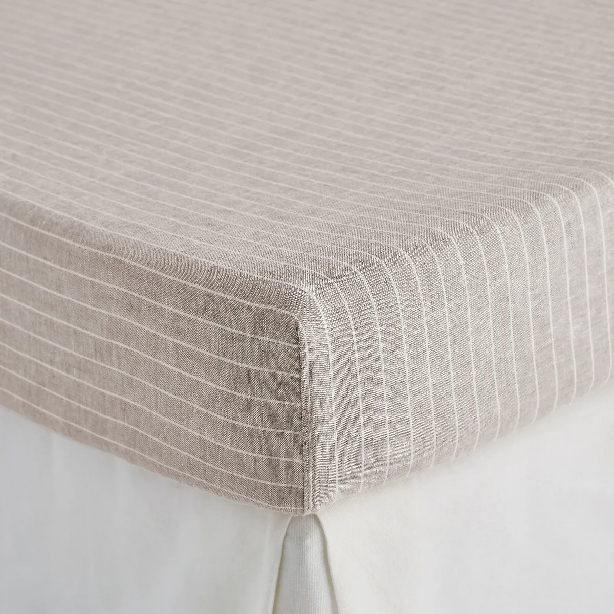 Drap Housse En Lin Lavé Bonnet 30 Cm, Linot Rayé — vue 3