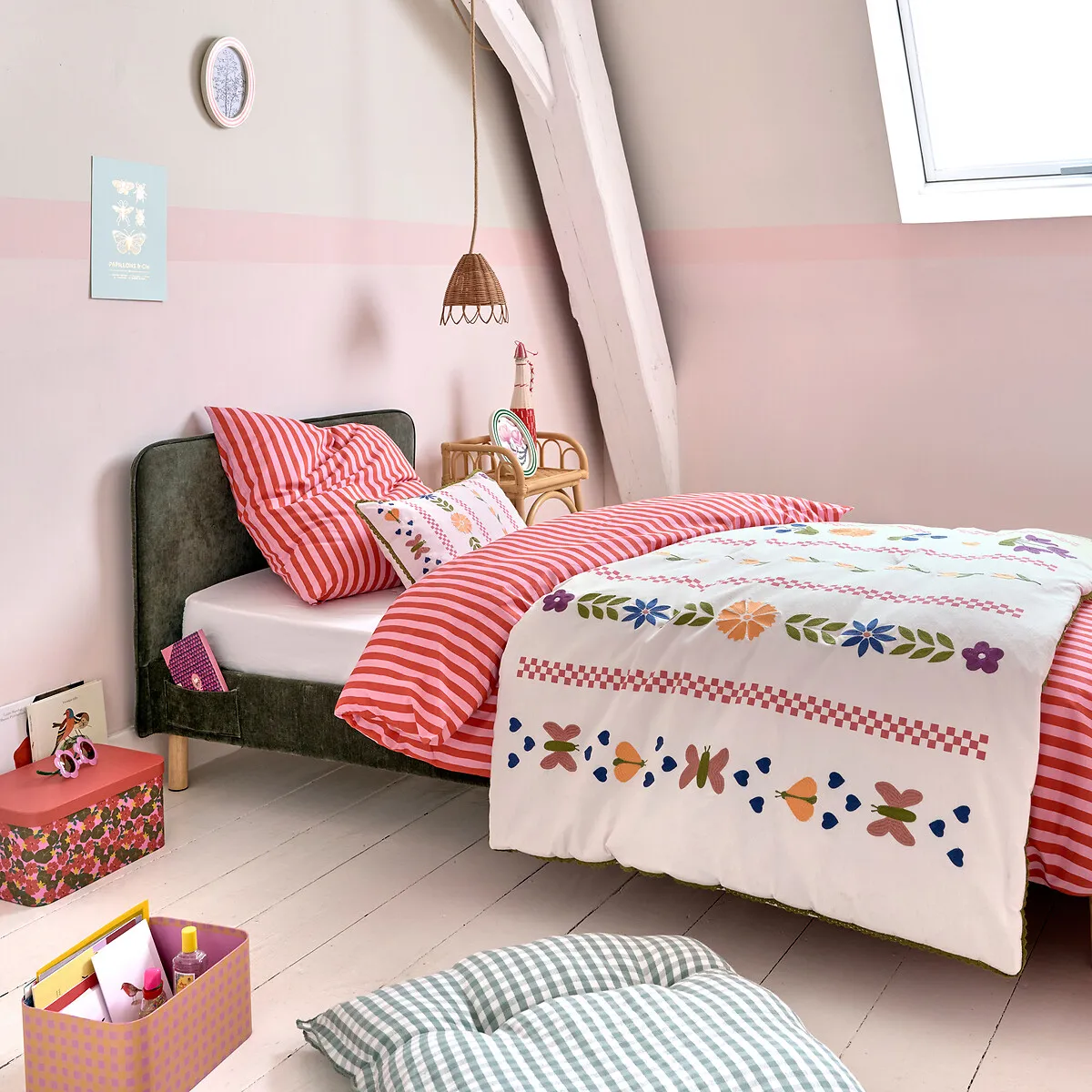 Parure De Lit Enfant, En 50% Coton Recyclé, Taie Carrée, SACHA ROSE — vue 3