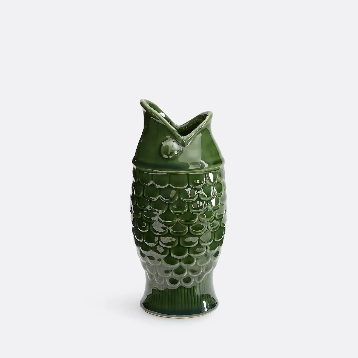 Vase Poisson En Céramique Reliéfée, Hauteur 22,2 Cm, NÉMÉO