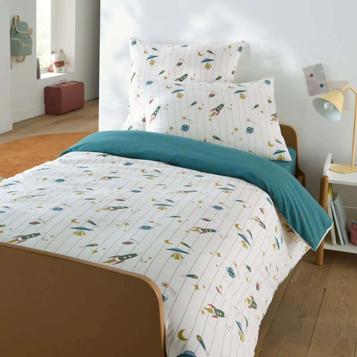 Housse De Couette Enfant, En 30% Coton Lavé Recyclé, Imprimé Fusées, EGOR — vue 3