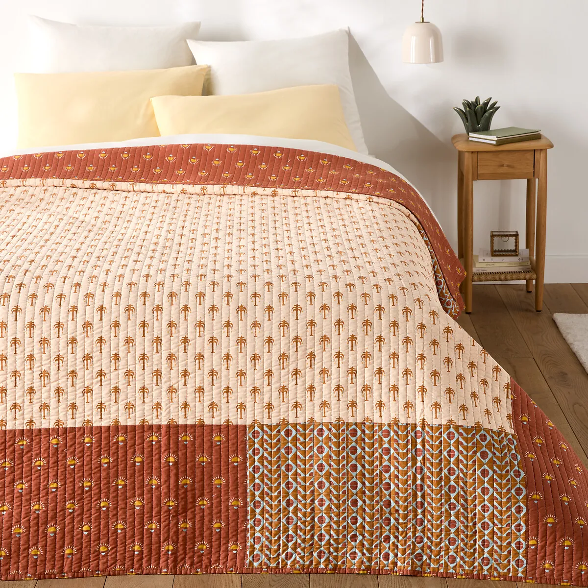 Couvre-lit Kantha Patchwork Imprimé, Coton Lavé, NIZAR
