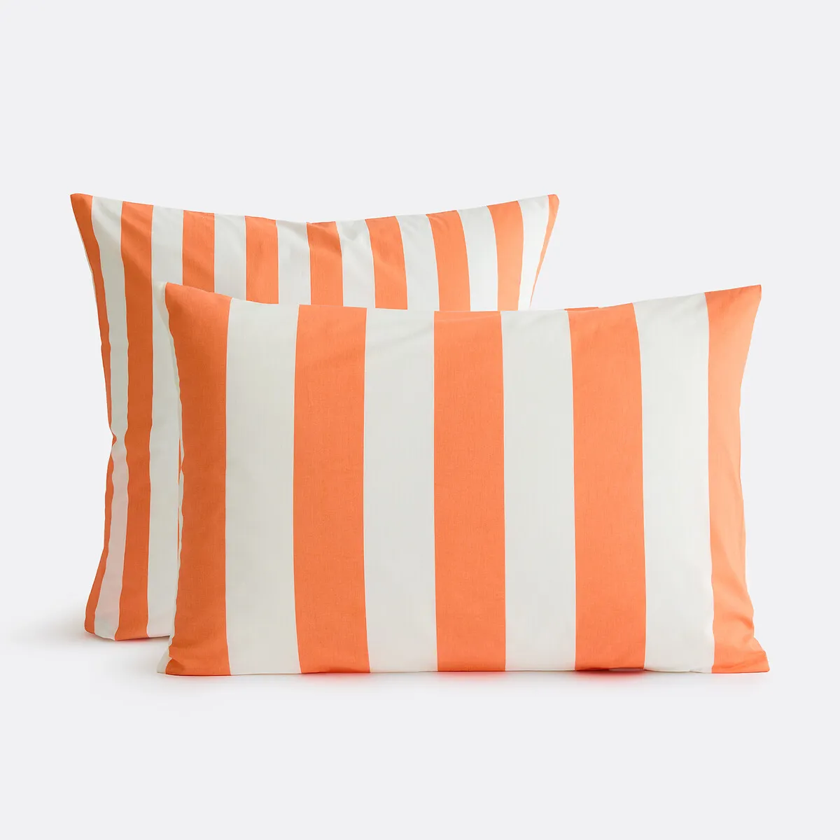 Taie D'oreiller En Coton, Imprimé Rayures, HENDAYE ORANGE
