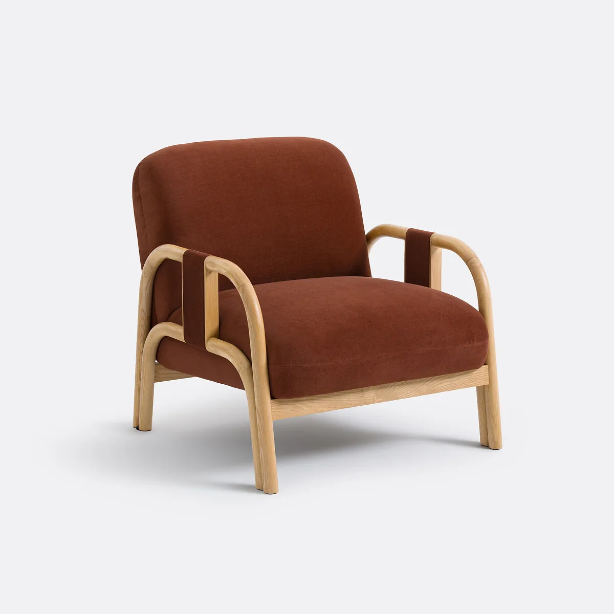 Fauteuil Lounge, En Velours Et Frêne, VINDY