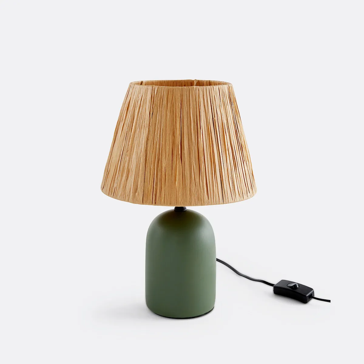 Lampe À Poser Céramique Et Raphia, Doblio
