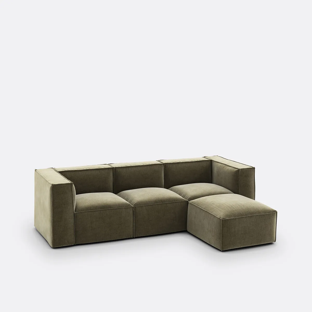 Modulable 3 Places Et Pouf Velours Côtelé Vintage Seven  — vue 3