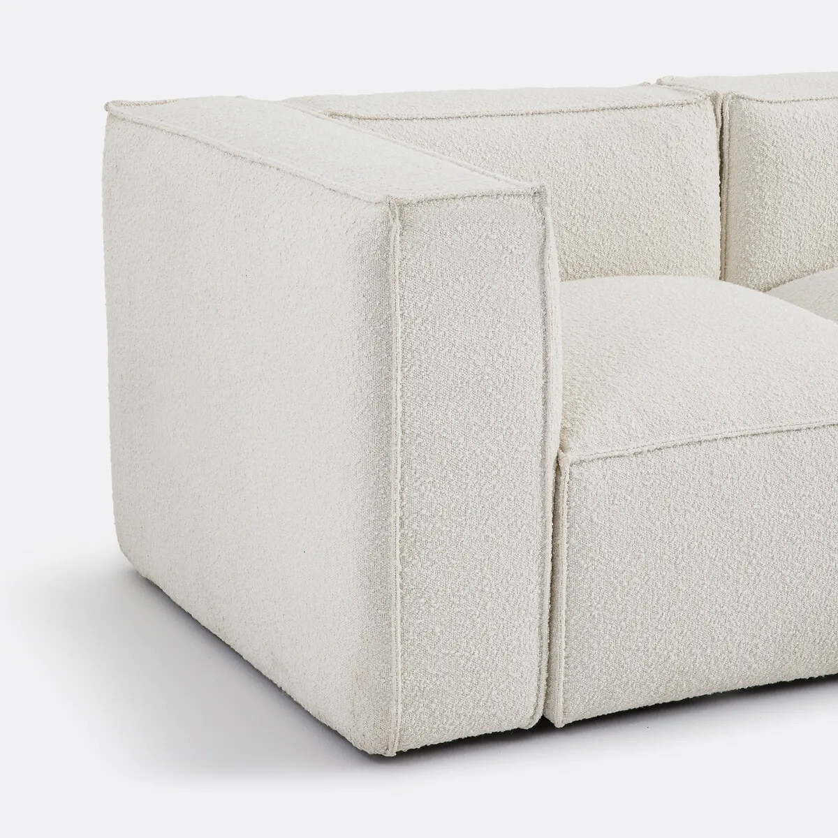 Canapé Modulable, 3 Places Et Pouf, En Bouclette, SEVEN  — vue 3