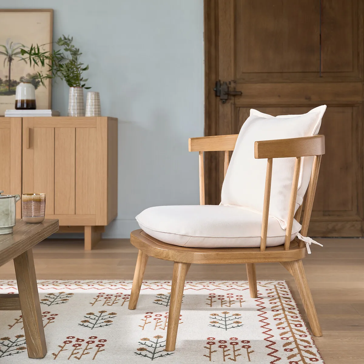 Fauteuil Chêne Et Tissu, Portman — vue 3