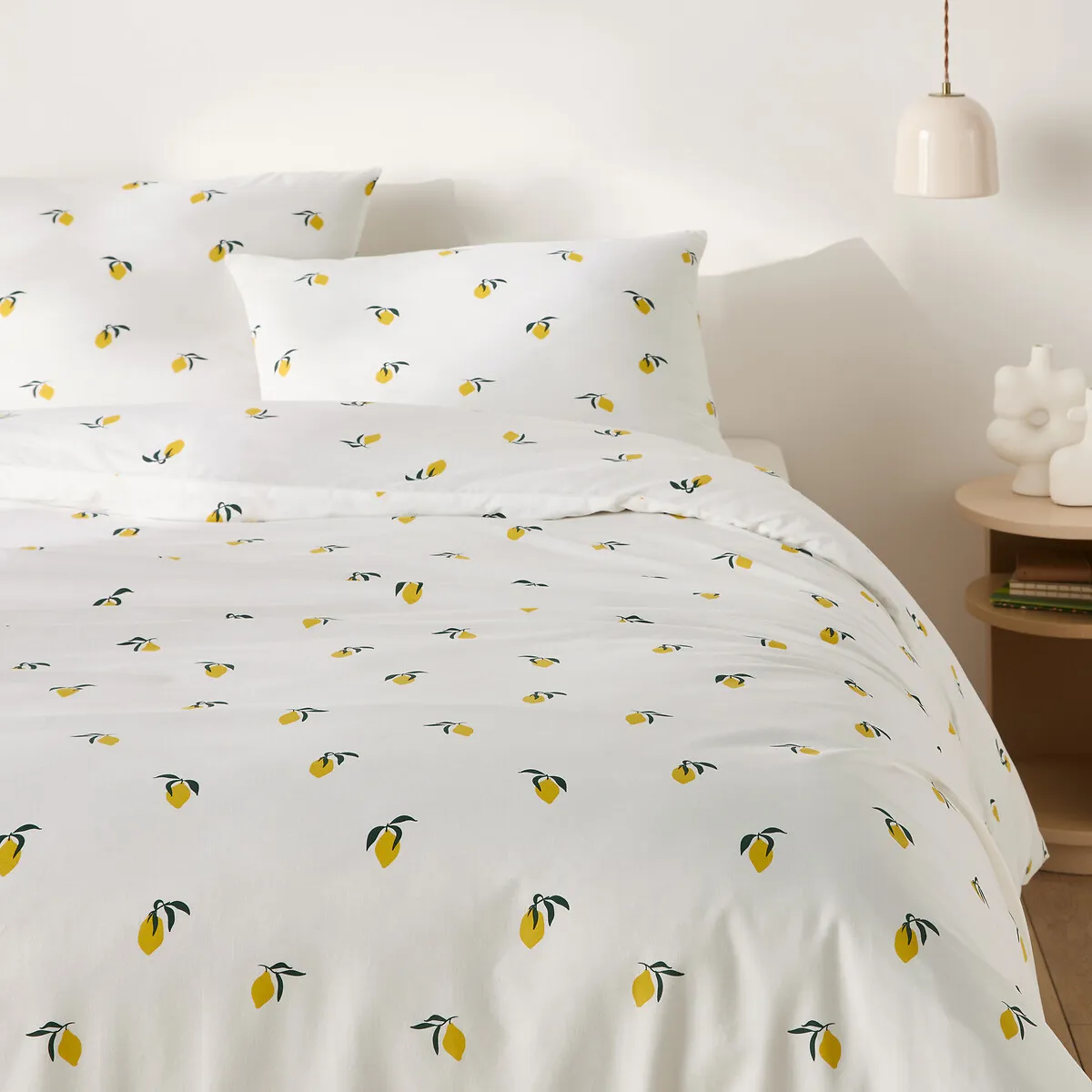 Parure 30% Coton Recyclé, Taie Carrée, CITRON