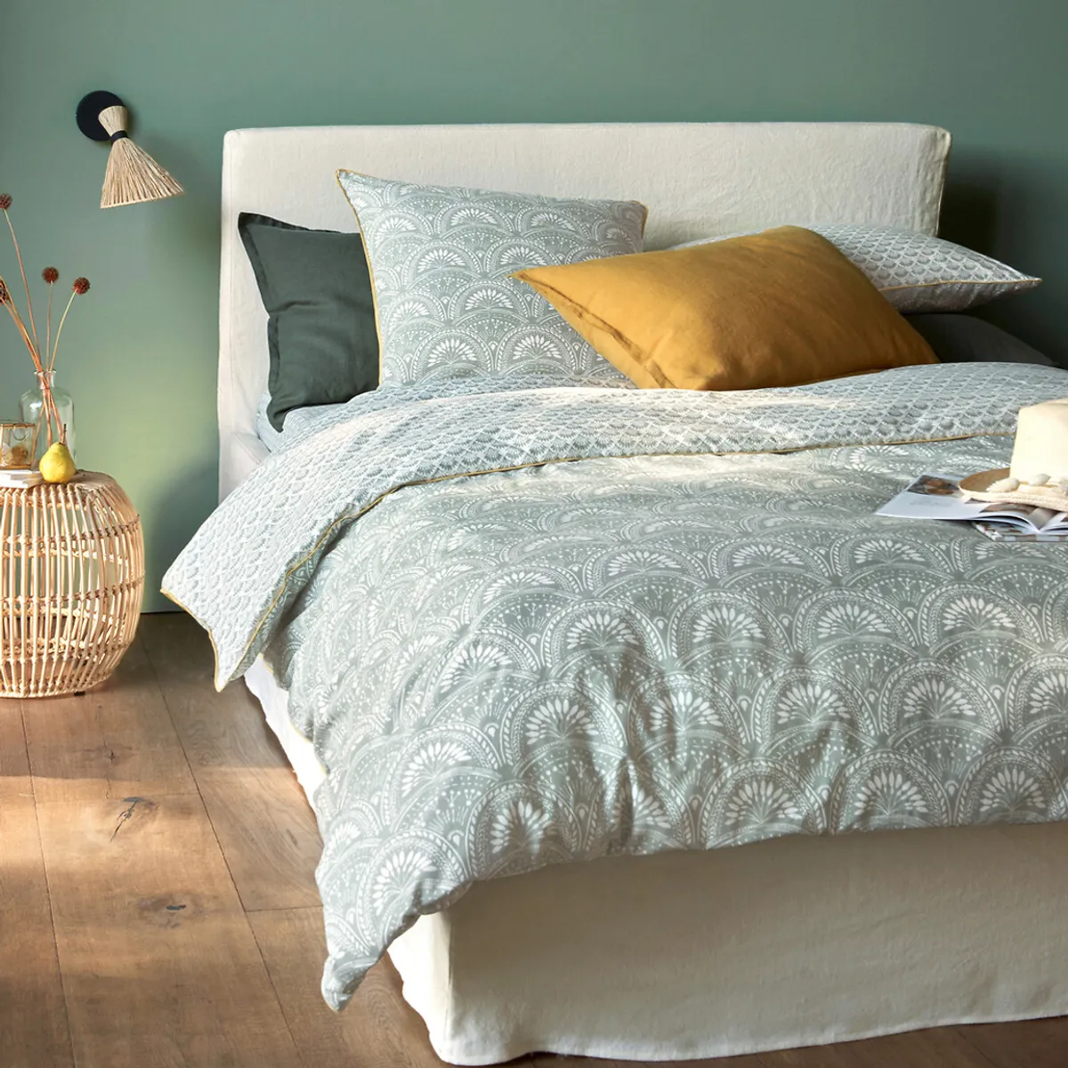 Housse De Couette Coton Lavé Jaipur Vert
