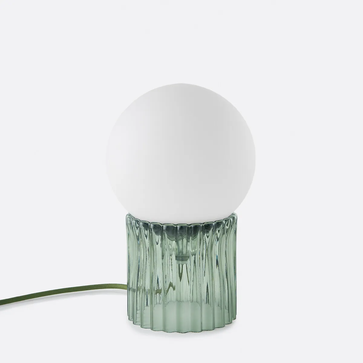 Lampe À Poser, Verre Strié Coloré Et Opaline, Dima
