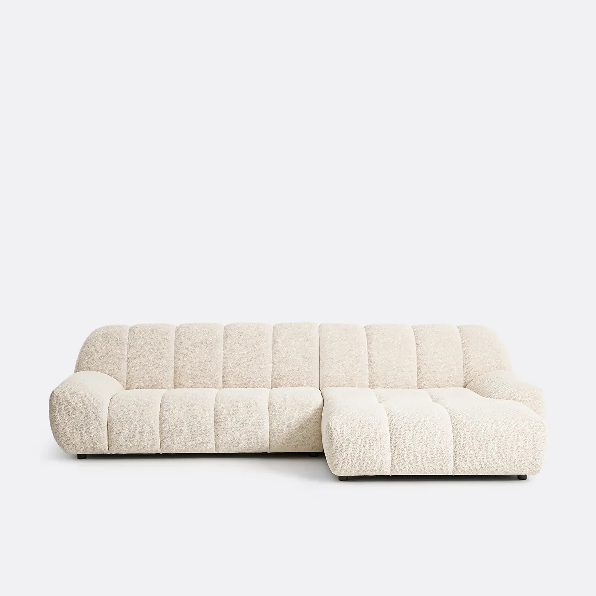 Canapé D'angle Droit, 4 Places, En Tissu Relief, NURIA