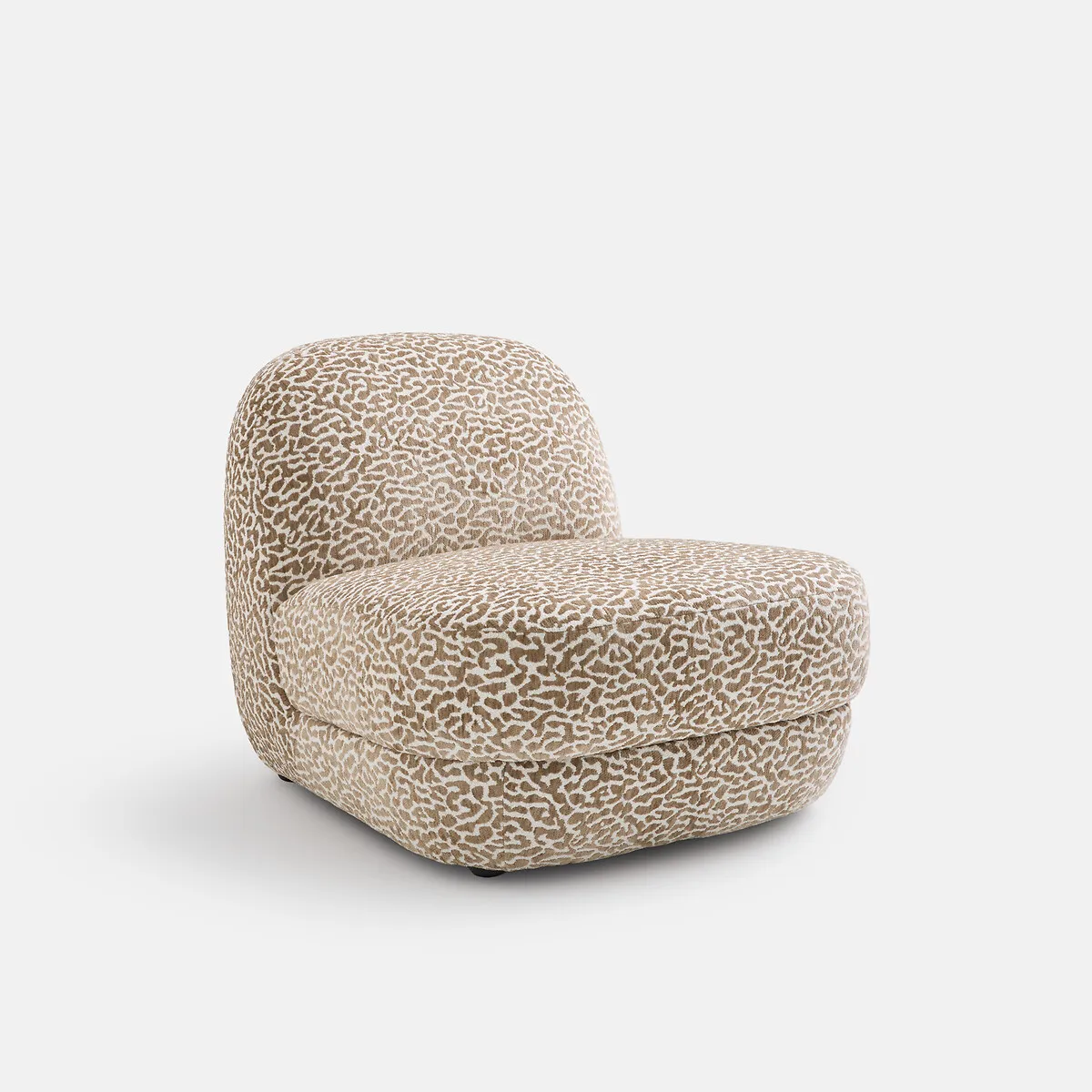 Fauteuil Lounge Compact, Tissu Bouclette Motif Léopard, OLTO