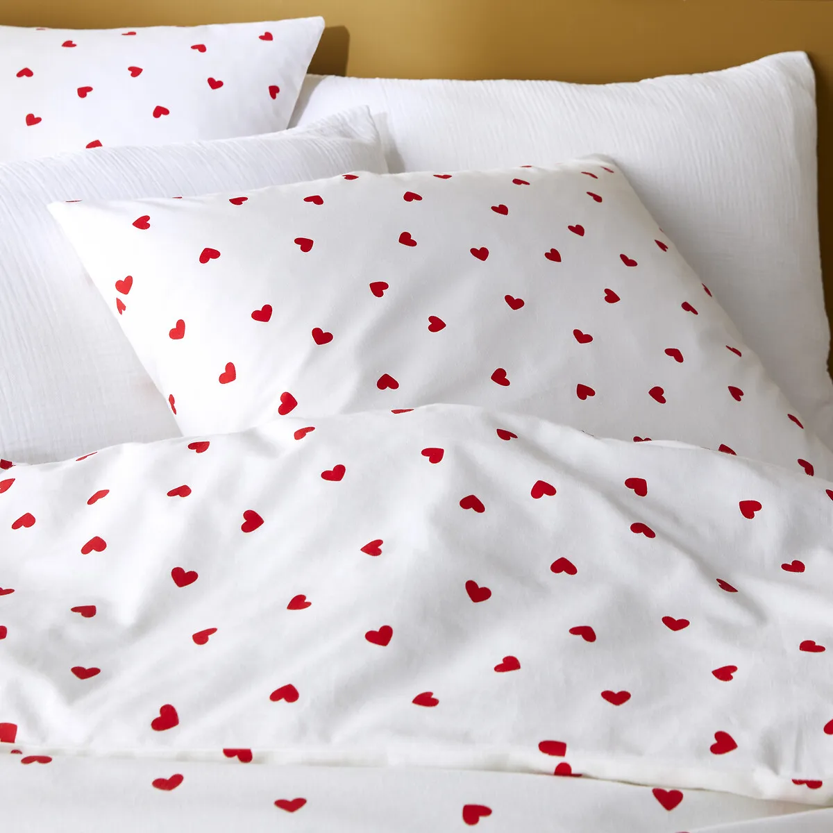 Parure 50% Coton Recyclé, Taie Carrée Scacco Rouge — vue 3