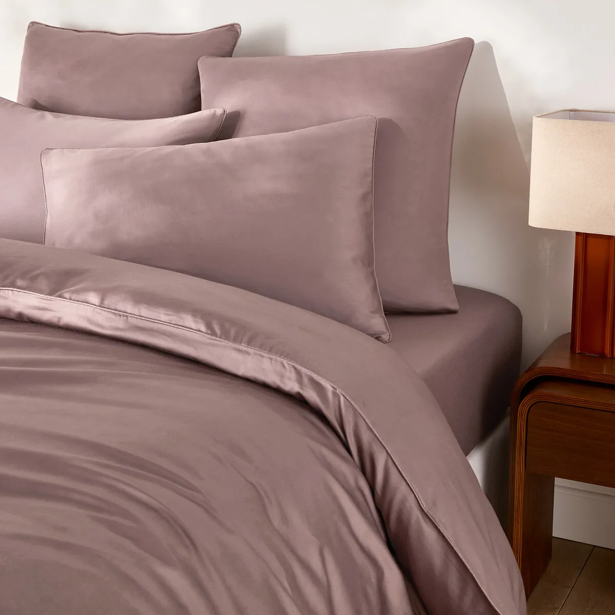 Drap-housse En Satin De Coton, 153 Fils, Bonnet 30 Cm, Opale — vue 3