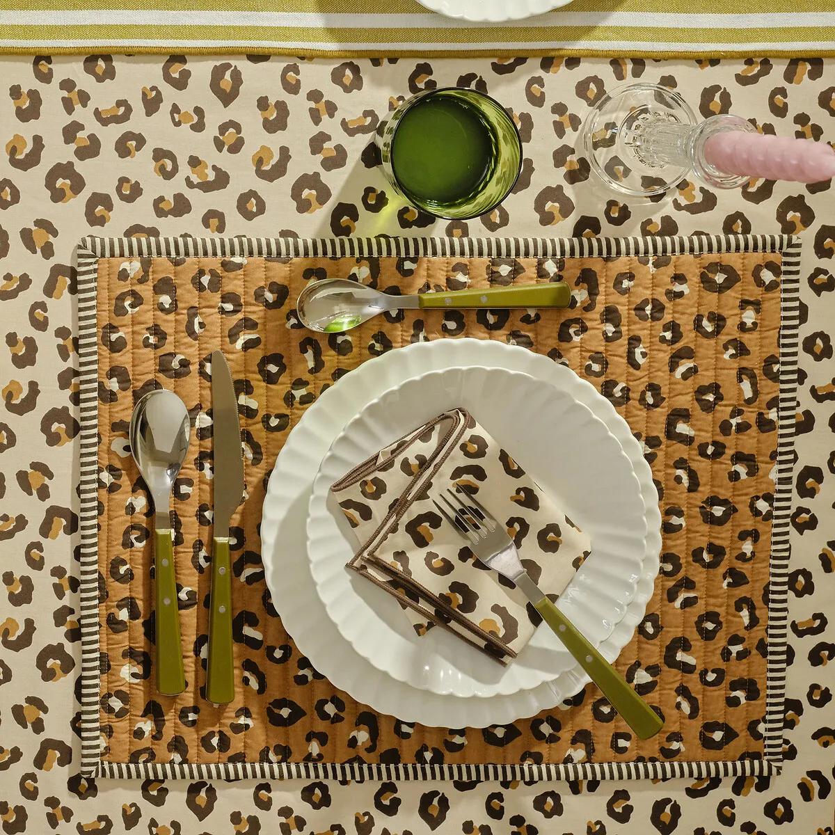 Lot De 4 Serviettes De Table, Imprimé Léopard, En Coton, LEOPOLD — vue 3