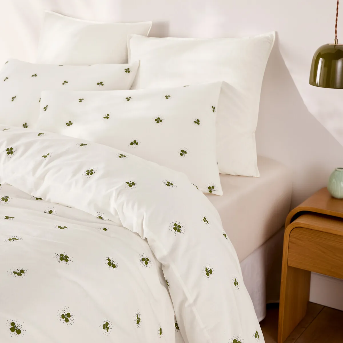 Parure De Lit 30% Coton Recyclé, Taie Rectangle, Imprimé Trèfles, LUCKY CLOVER — vue 3