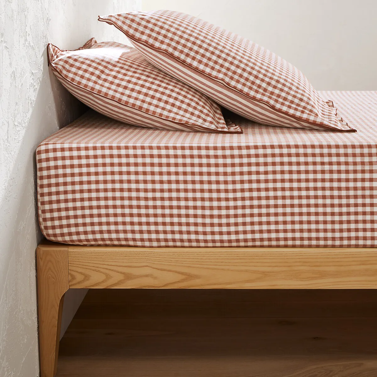 Drap Housse Coton Seersucker 30 Cm Cottage Caramel