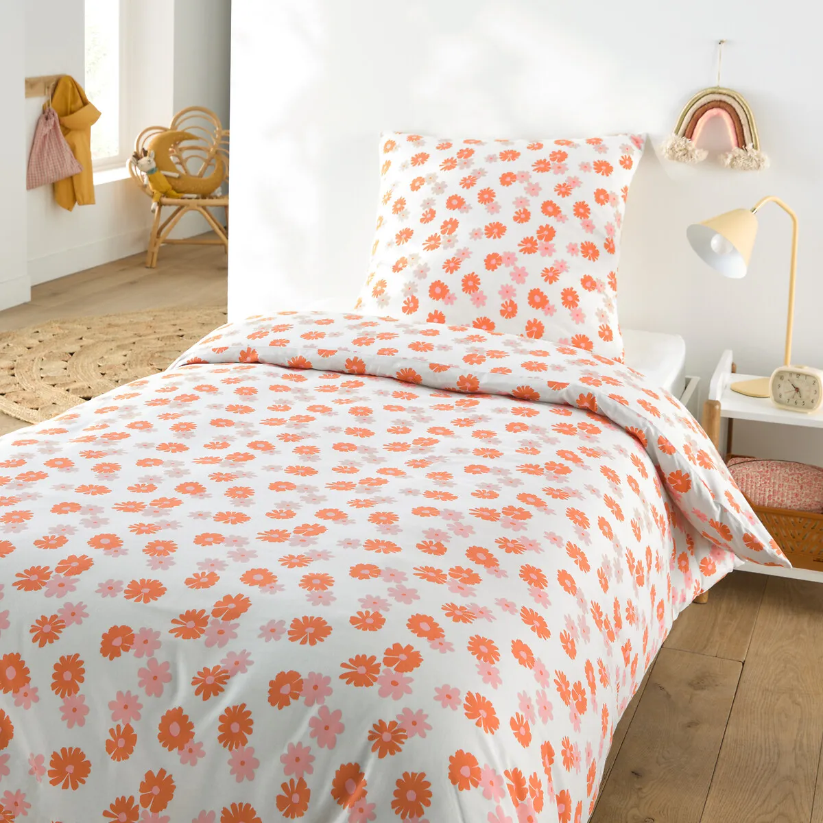 Parure De Lit Enfant 50% Coton Recyclé, Taie Carrée, MARGUERITES — vue 3