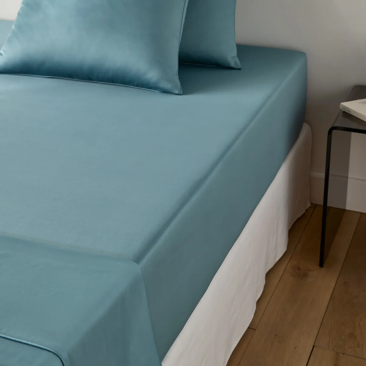 Drap-housse En Satin De Coton, 153 Fils, Bonnet 30 Cm, Opale — vue 3