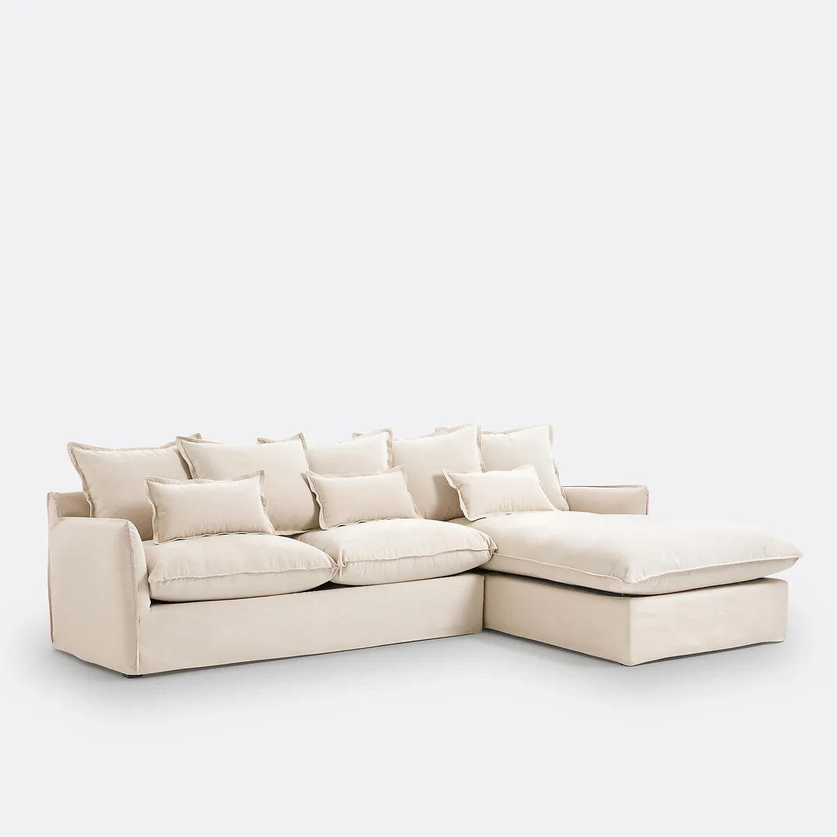 Canapé D'angle Droit Convertible, Déhoussable, 4 Places, En Velours, ODNA — vue 3