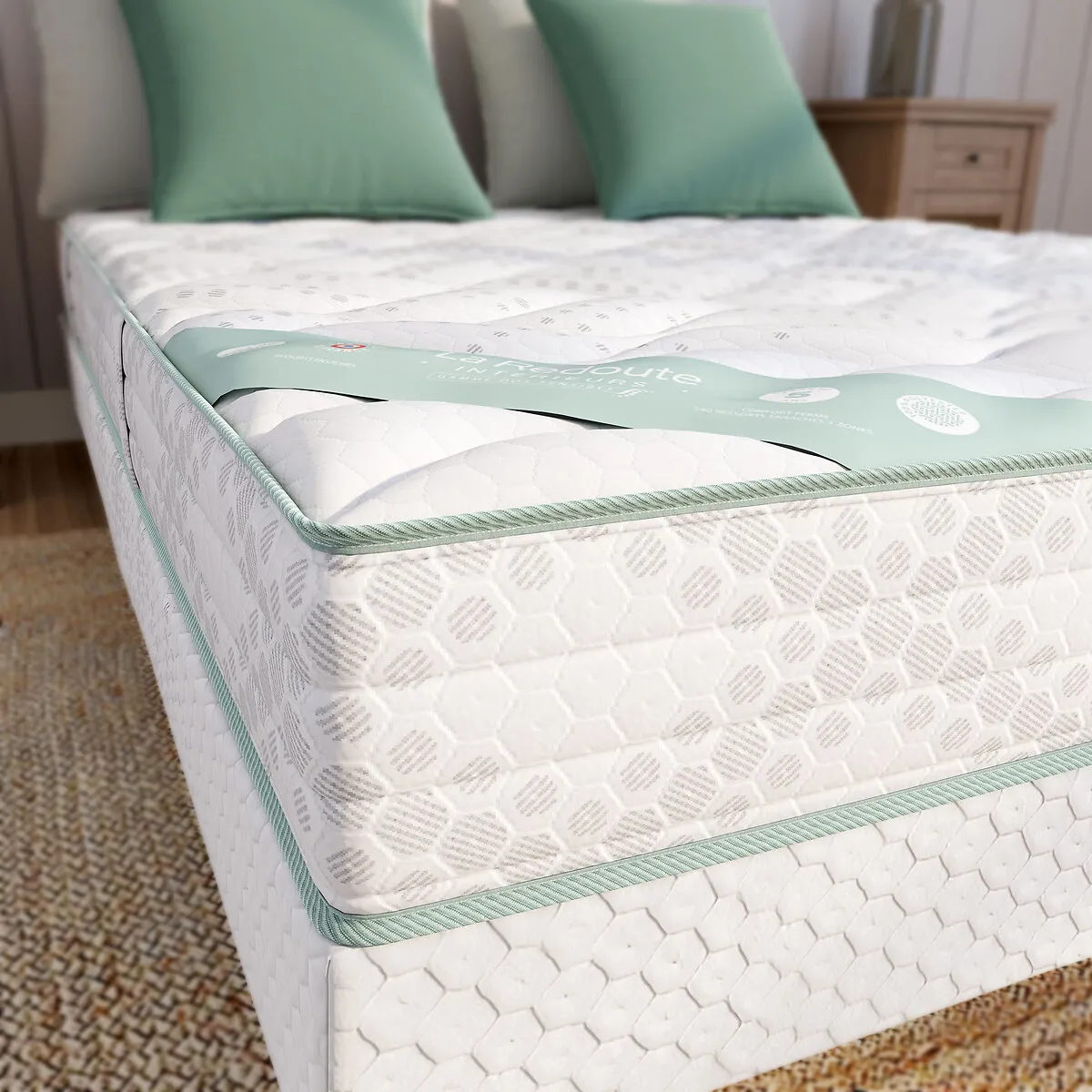 Ensemble Matelas Dos Sensible, 672 Ressorts, Ferme, Accueil Moelleux Et Sommier — vue 3