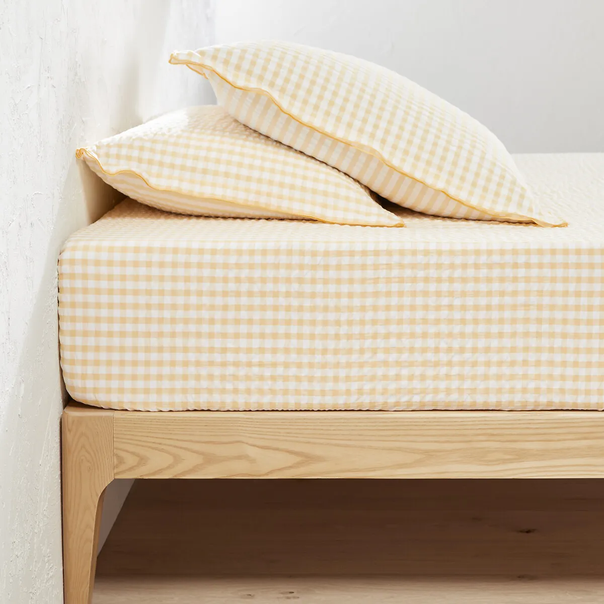 Drap Housse Coton Seersucker Bonnet 30 Cm, COTTAGE JAUNE